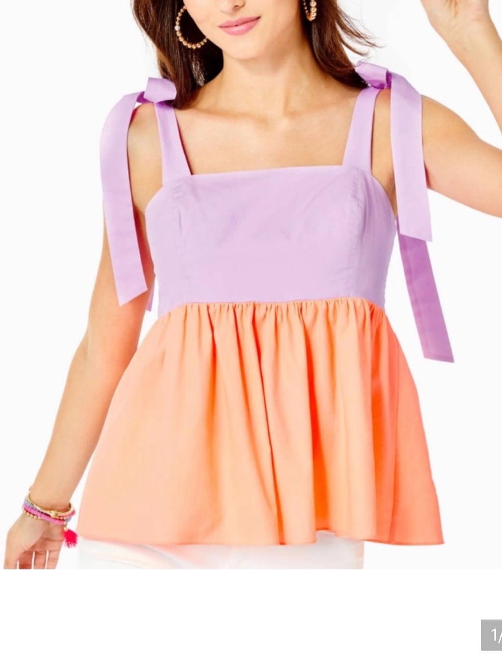 Lilly Pulitzer Anlee Cotton Top in Purple Iris/PB Bellini